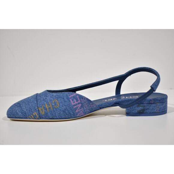 Chanel 22P Mademoiselle Coco Sling Light Blue Denim Slingback Ballet Flat 39 - Picture 9 of 11